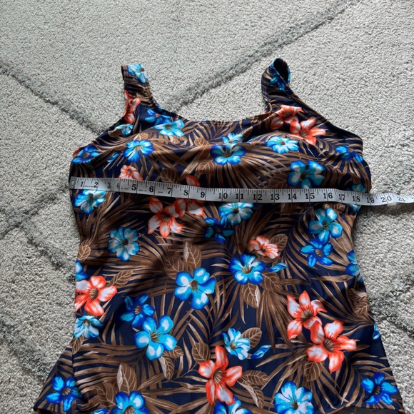 Lands End one piece floral bathing suit swimsuit scoop Neck Soft Cup navy 20W - Picture 3 of 8